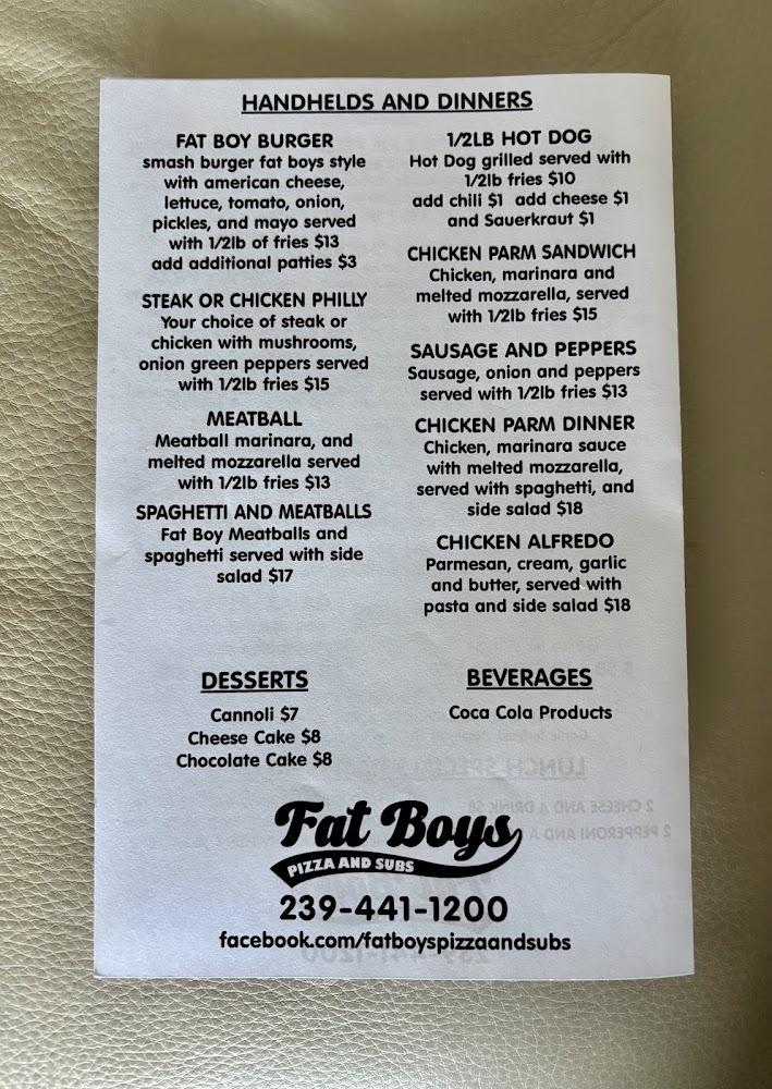 Fat Boys Pizza and Subs Menu image 2